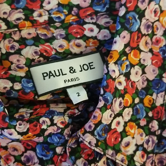 Paul & Joe Floral Button Down Shirt Size M Medium Multicolor Red Pink Bl… - Picture 9 of 9